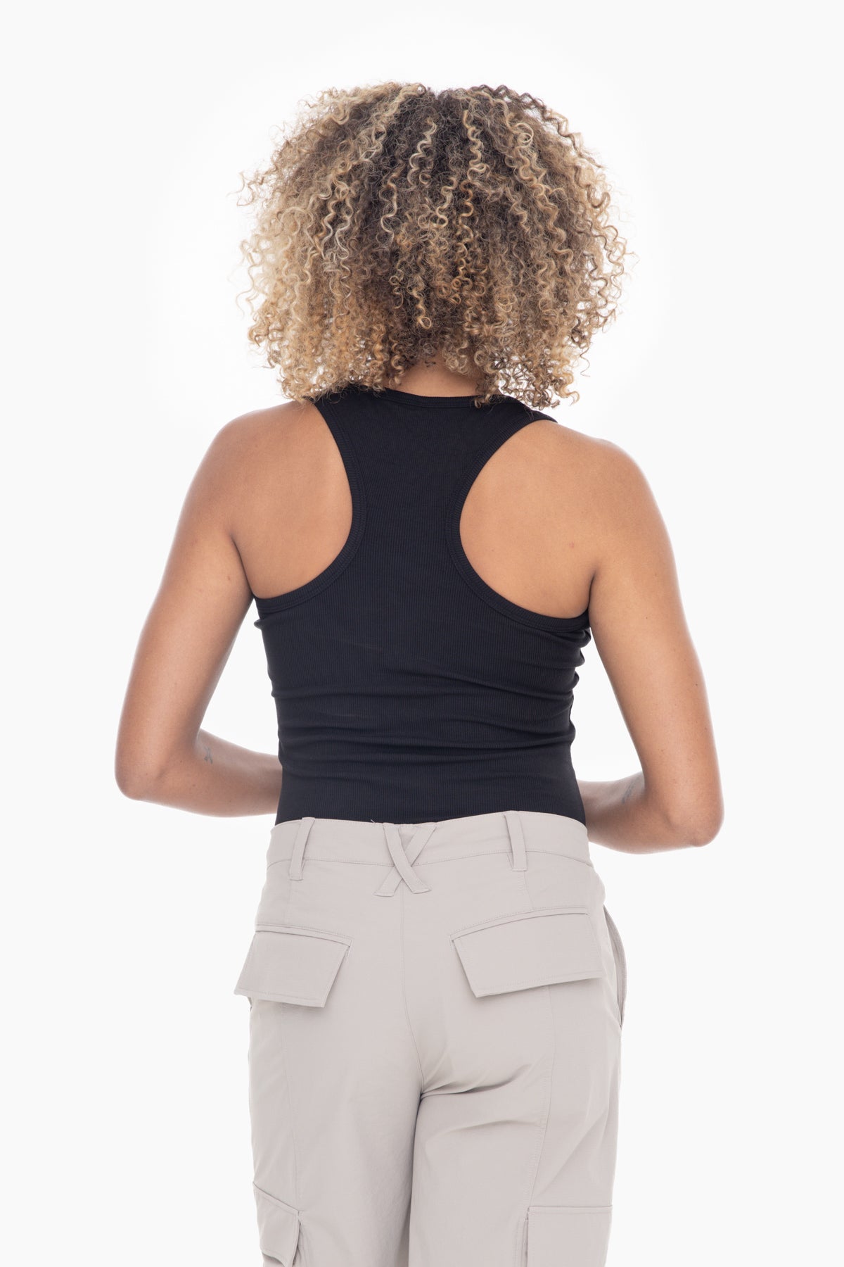 Monica Slim Fit Scoop Neck Micro-Ribbed Tank Top