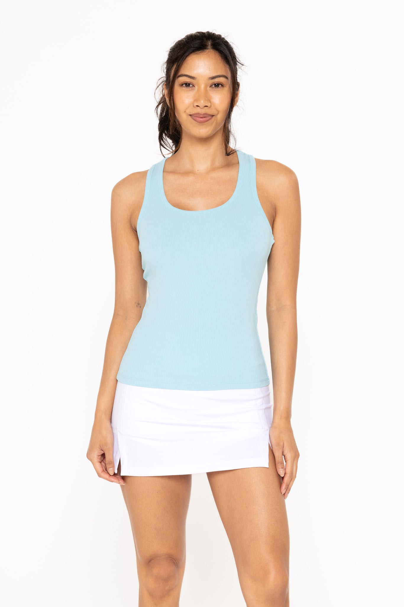 Monica Slim Fit Scoop Neck Micro-Ribbed Tank Top