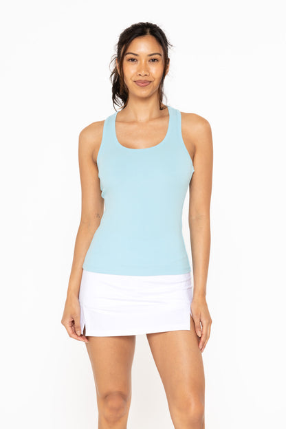 Monica Slim Fit Scoop Neck Micro-Ribbed Tank Top